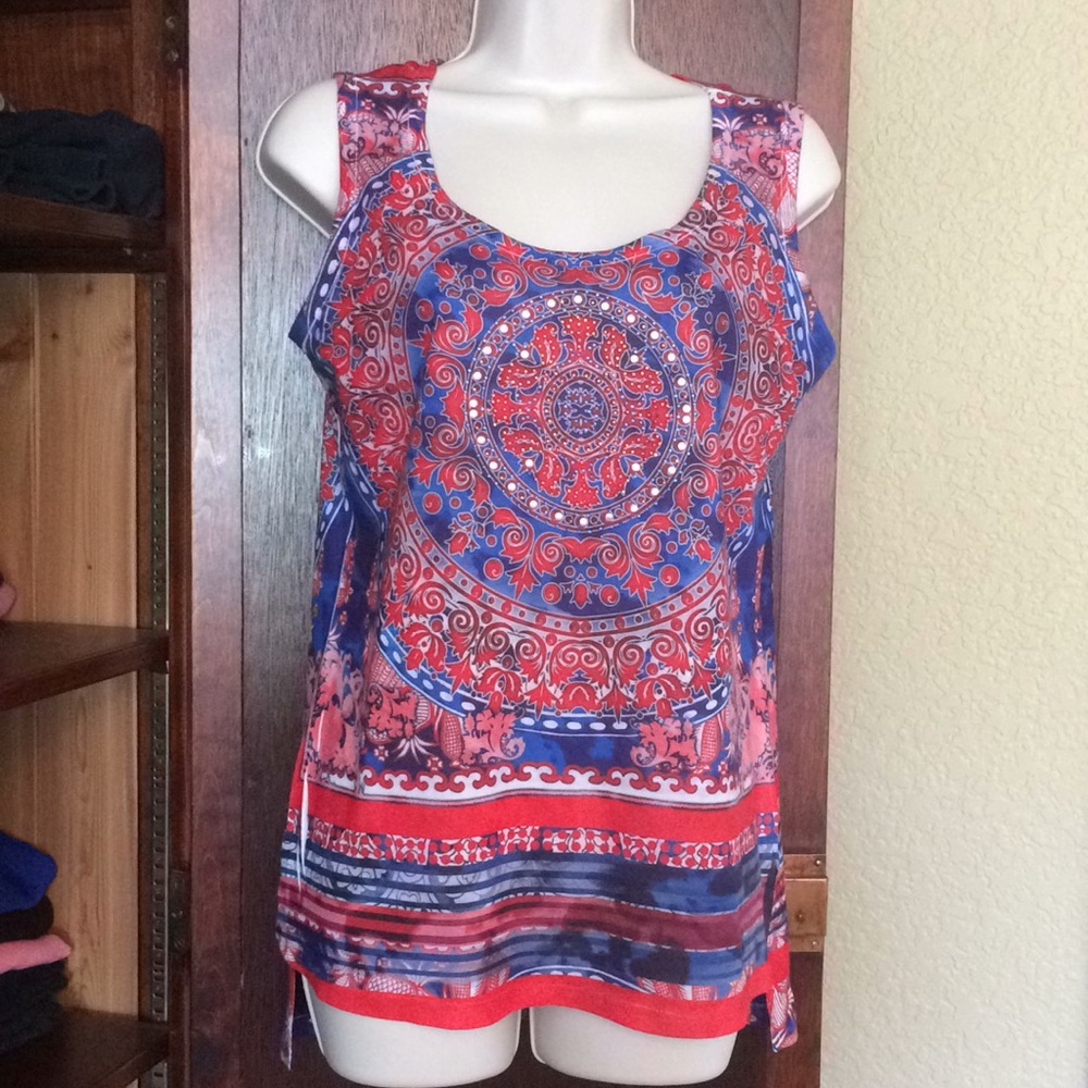 Red-white-blue sleeveless top